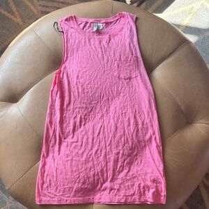 H&M Vibrant long Pink Tank Top dress w raw hem sleeve